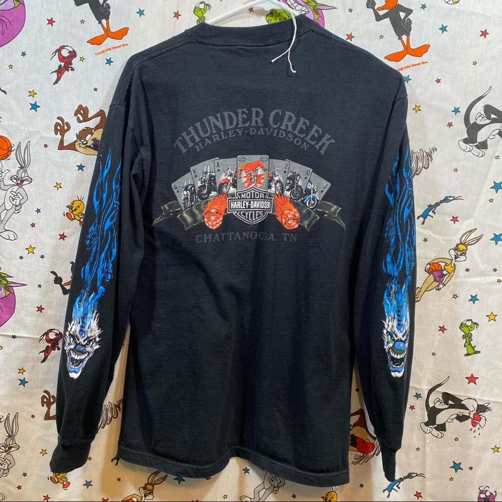 Harley Davidson Flaming Joker skull t shirt